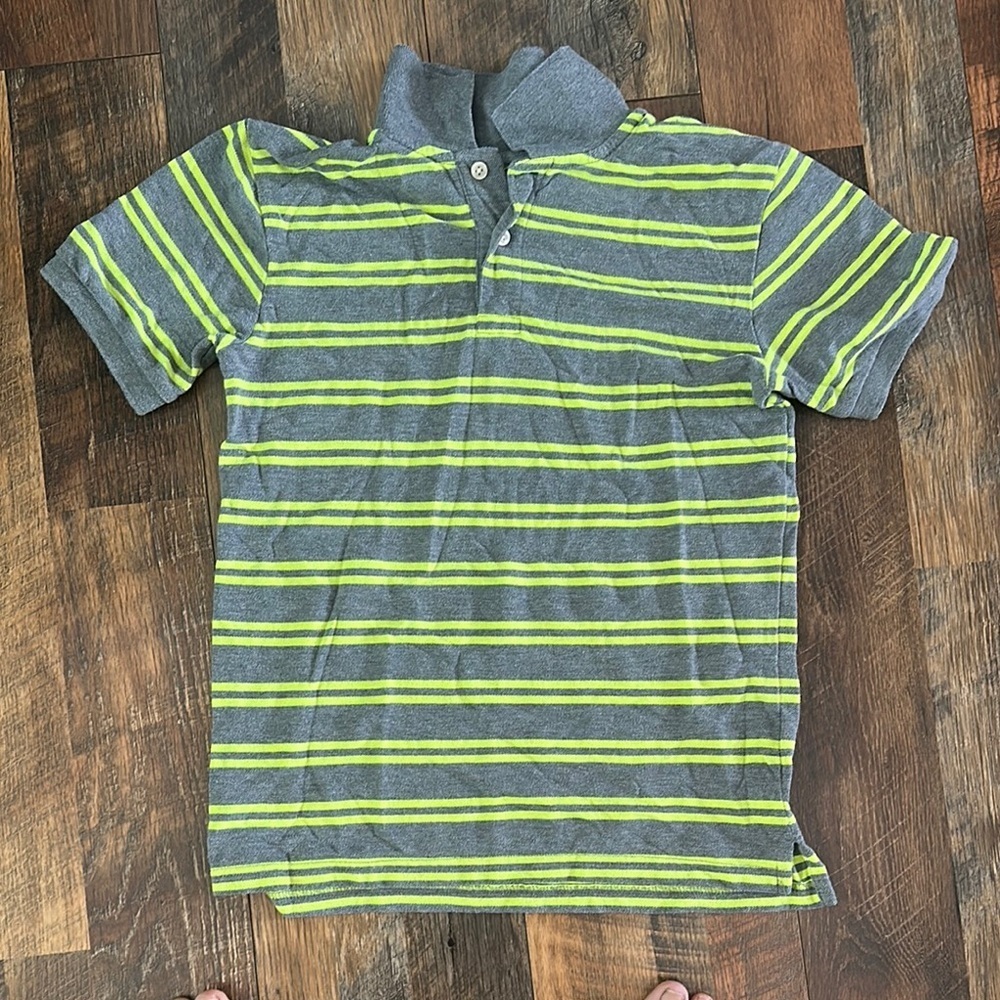 Place Gray and Green Polo Shirt Sporty Knit Top